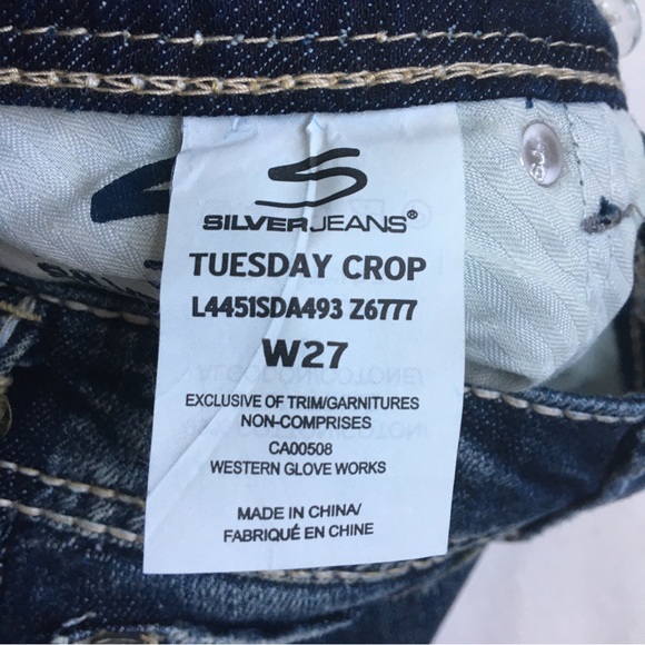 Silver Jeans Tuesday Crop Denim Jeans Size 27 - Picture 11 of 17